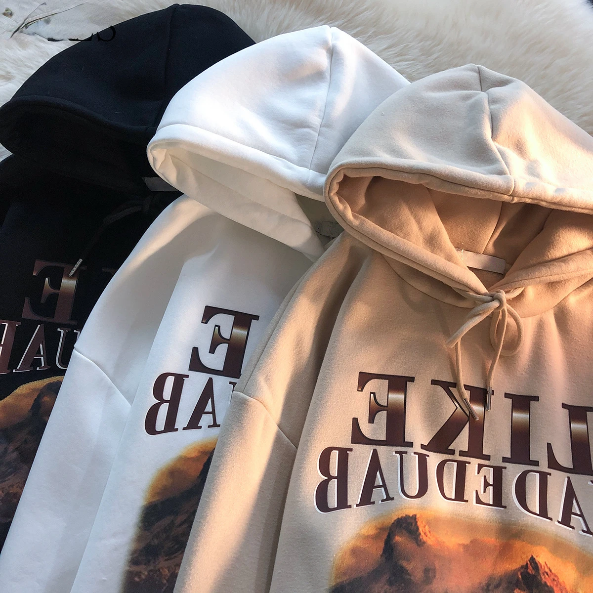 Korean Harajuku Top New Retro Street Sweatshirt Unisex Oil Painting Print Thickened Loose Casual Long Sleeve PulloverCouple Y2K