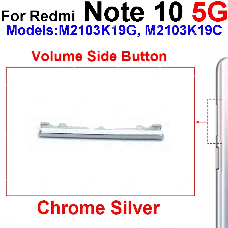 Volume Side Button For Xiaomi Redmi Note 10 10s 10T Pro 4G 5G Up Down Volume Button Power Side keys Repair Spare Parts