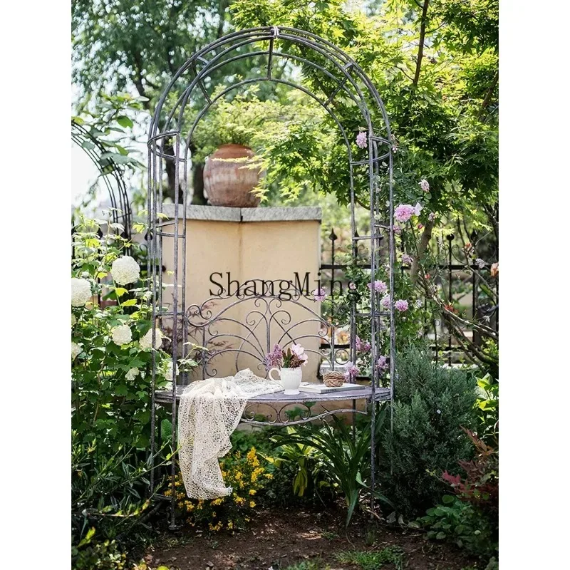 SM retro arch flower stand climbing vine stand large garden decoration courtyard landscaping leisure double chair