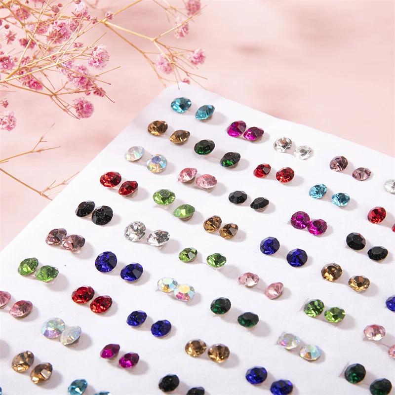 100Pair Women Acrylic Crystal Small Stud Earrings Set Girls Child Heart Star Animal Moon Plastic Geometric Earring Jewelry Gifts