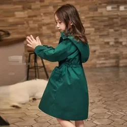 New Children Jacket Spring Autumn Kids Outerwear For Girls Clothes Solid Teen Girl Jackets Casual Hooded Long Trench Coat