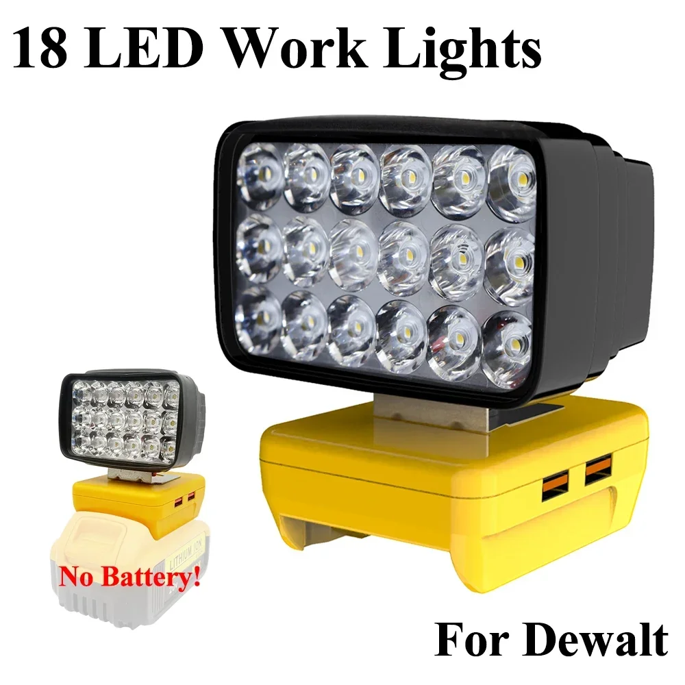 

18 LED Car Work Lights Portable Lanterns Flashlights Electric Torch Spotlights Lamp For Dewalt 18V 20V 60V Li-ion Battery DCB200