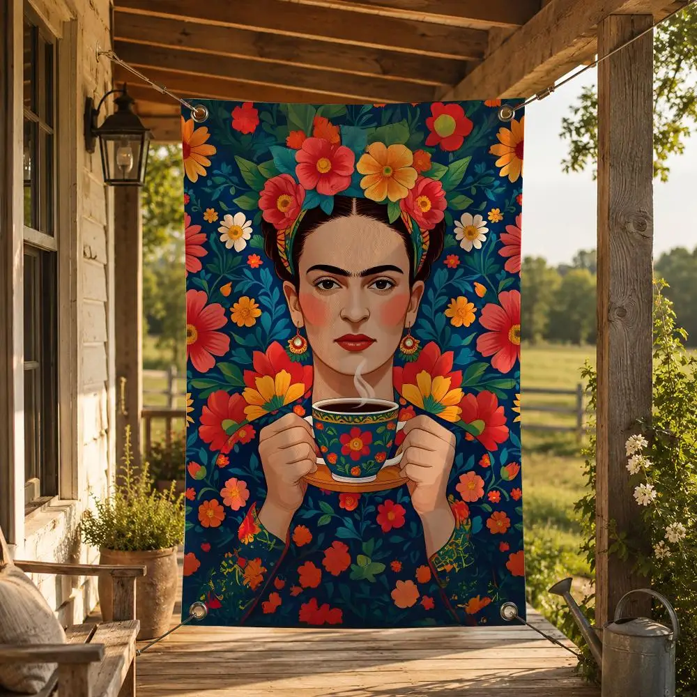 Artist F-Frida Kahlo Flags Decorative Flag Banner for Indoor Outdoor Wall Garden Yard Porch Patio Home Party Decor