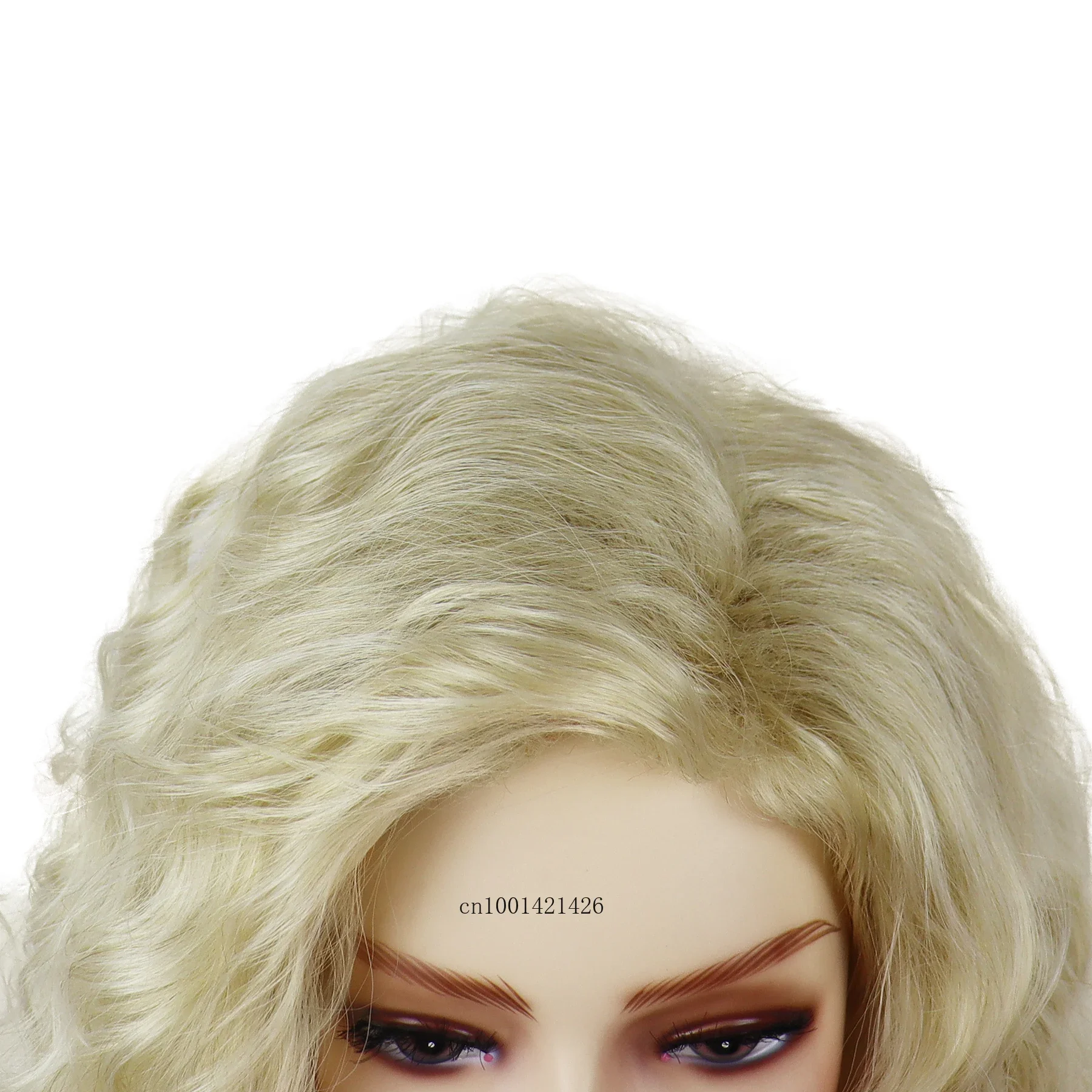 Synthetic Hair Realistic Long Platinum Blonde Wig with Free Part Hairline Light Thick Fluffy Wavy Cur Wigs Natural Dog and Beth