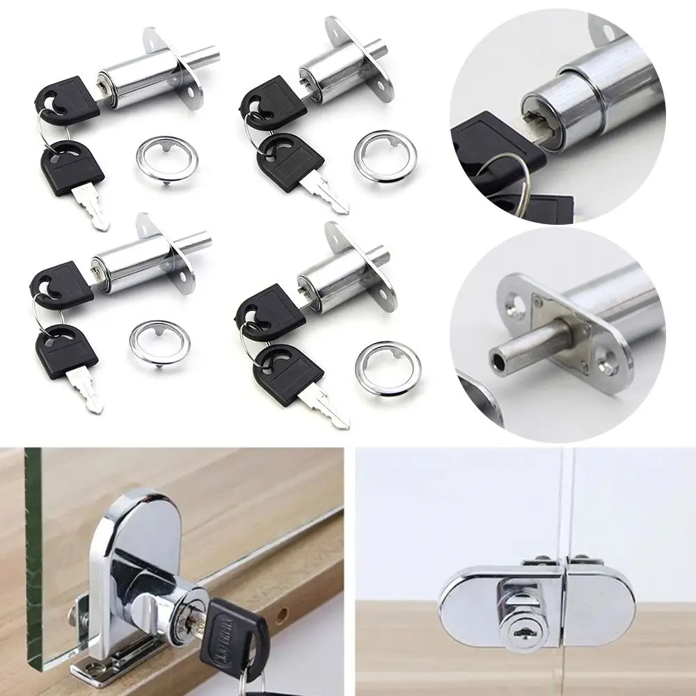 Portable 23/32mm Cam Cylinder Lock with Key Hardware Tongue Door Bolt Latch Furniture Cabinet Lock Sliding Door
