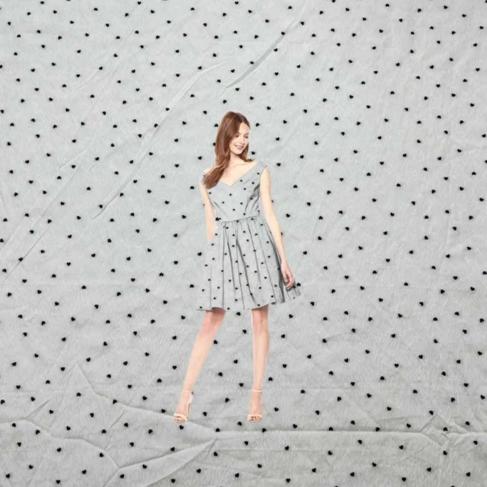 

Черно-белая жаккардовая ткань, темное платье с рисунком, весна-лето, комплект ветровки, ткань, оптовая продажа, материал для шитья одежды