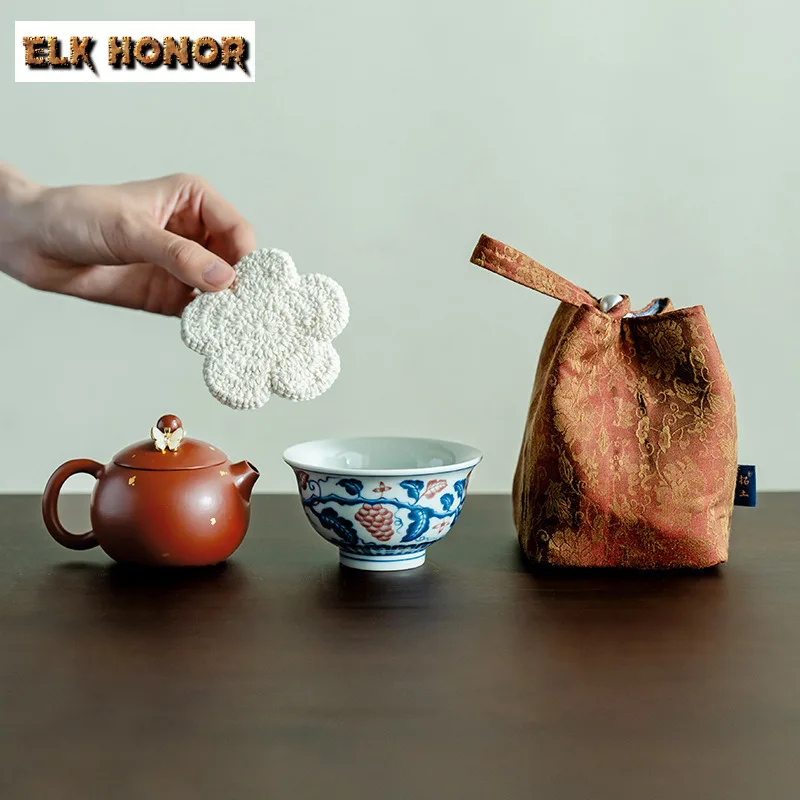 

Фиолетовый глиняный посыпчатый золотой чайник Xishi, дорожный чайный сервиз, бутик, 1 горшок, 1 чашка, органайзер для приготовления чая, портативная уличная сумка-тоут