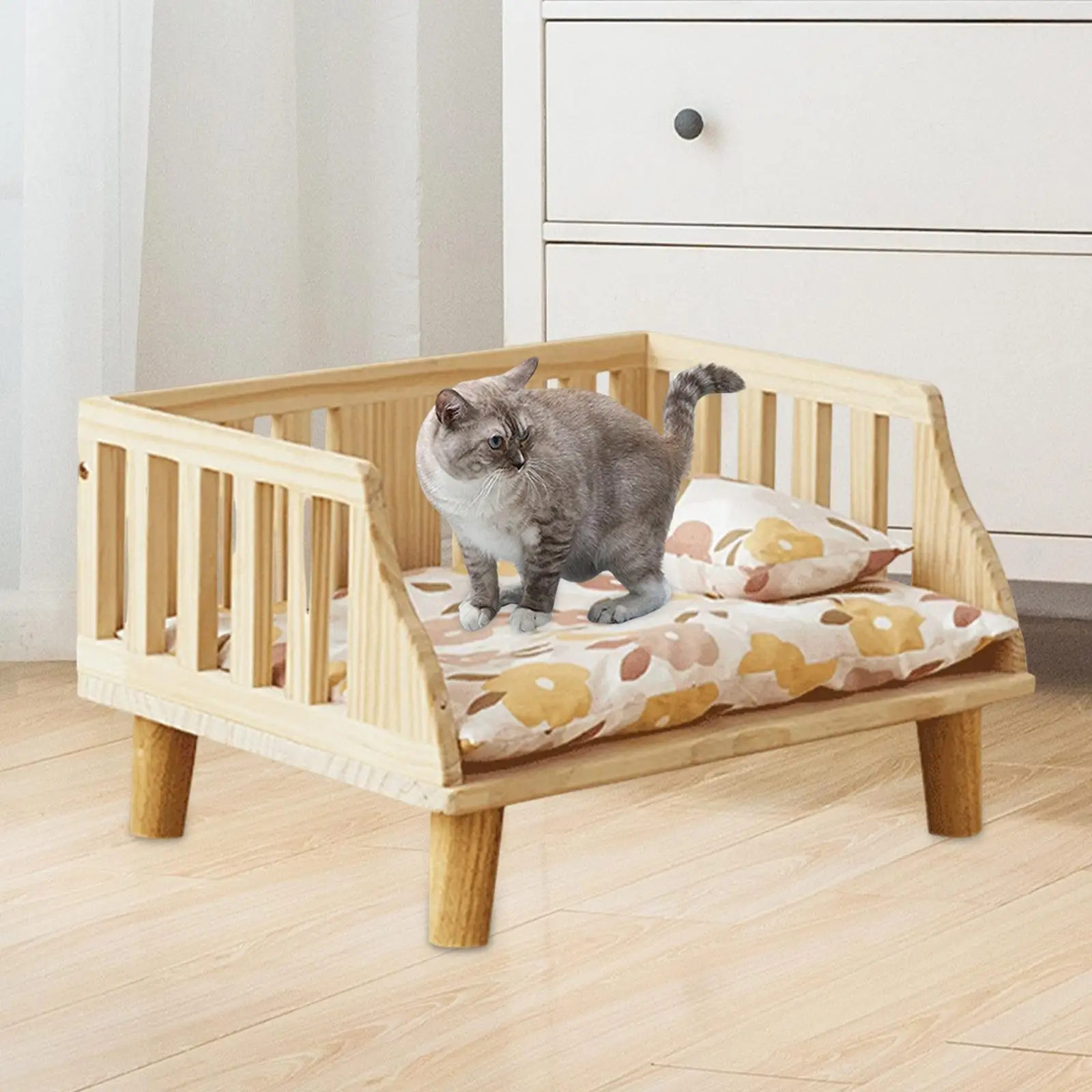 Wooden Dog Bed Durable Four Seasons Accessoies Frame for Kitten Cats Indoor