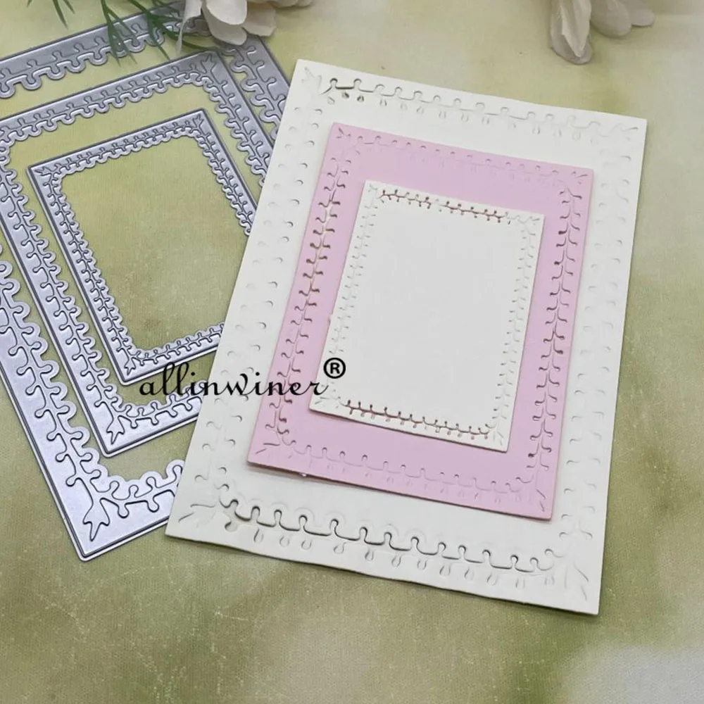 Flower leaf rectangular frame DIY Craft Metal Cutting Die Scrapbook Embossed Paper Card Album Craft Template Stencil Dies image 2