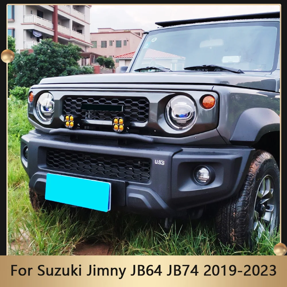 Przednie reflektory barowe dla Suzuki Jimny JB64 JB74 2019-2023 listwa świetlna Led wspornik montażowy przedni zderzak samochodowy kratki reflektor