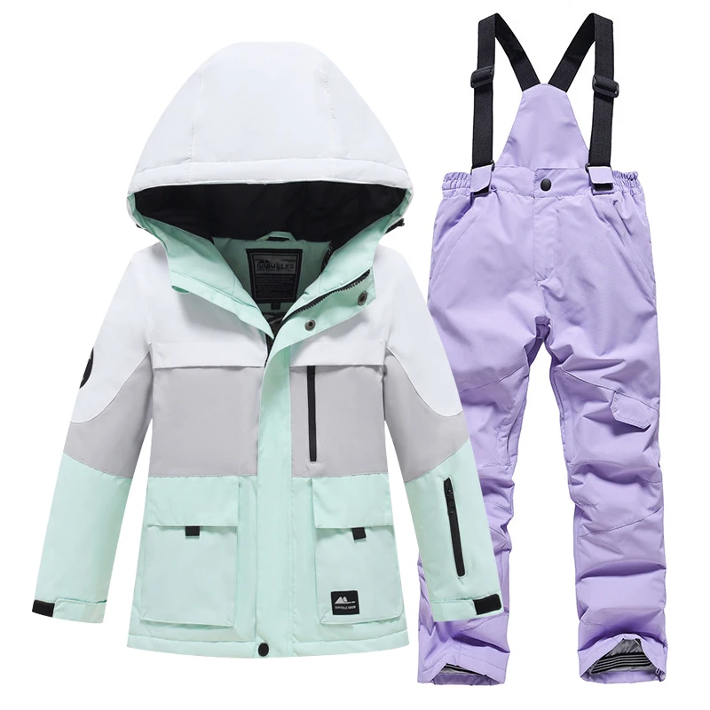 -30℃ 5-16 years old Children's snow suit set Boys and girls warm and waterproof ski suits Luxury off-road jackets and pants