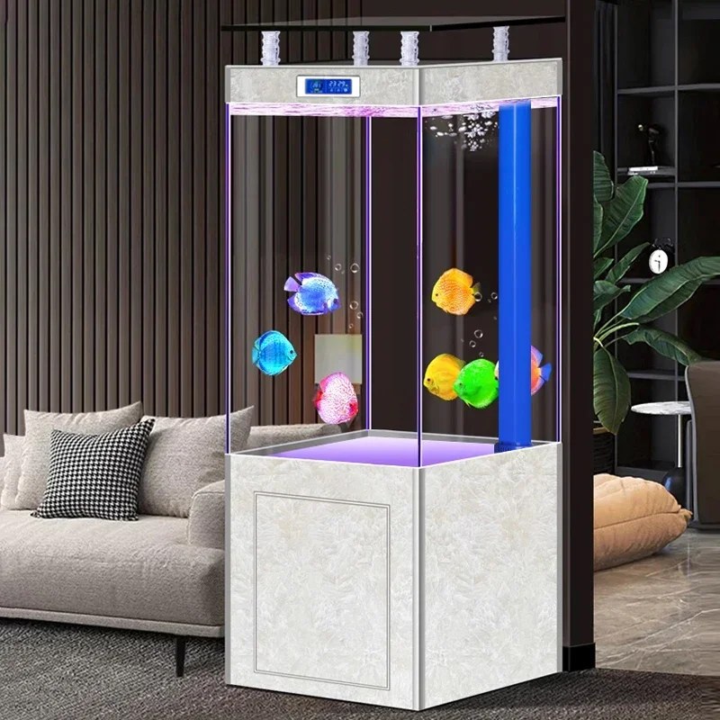 Super White Glass Dragon Fish Tank New Vertical Living Room Small and Medium Bottom Filter Change Water Aquarium