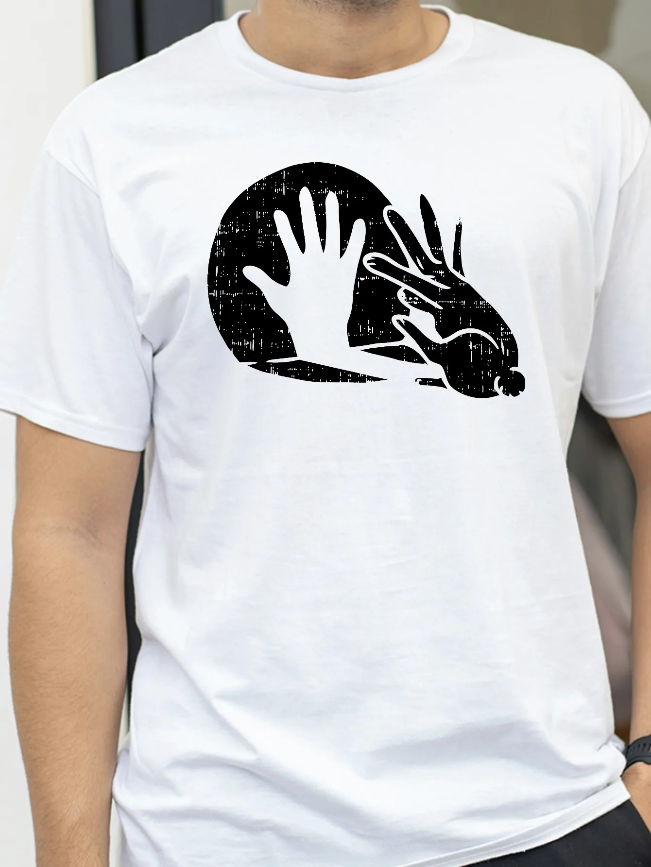 

Funny Rabbit T Shirt Animal Bunny Lover Shadow Play Pun Tee Tops Round Neck Fashion Tshirt Clothing Casual Basic T-shirts