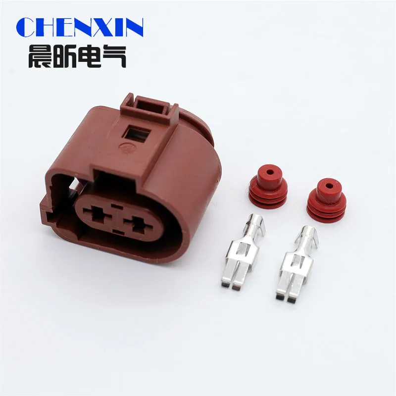 2 Pin 6.3mm Sealed Automotive Waterproof Connectors Plug Fan Socket For VW 3B0973852A 3B0 973 852 A 42071500 3B0973752A