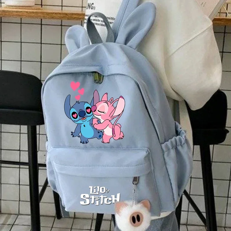 Miniso disney lilo ponto mochila para menina menino estudante adolescente crianças mochila feminina casual sacos de escola crianças presente aniversário