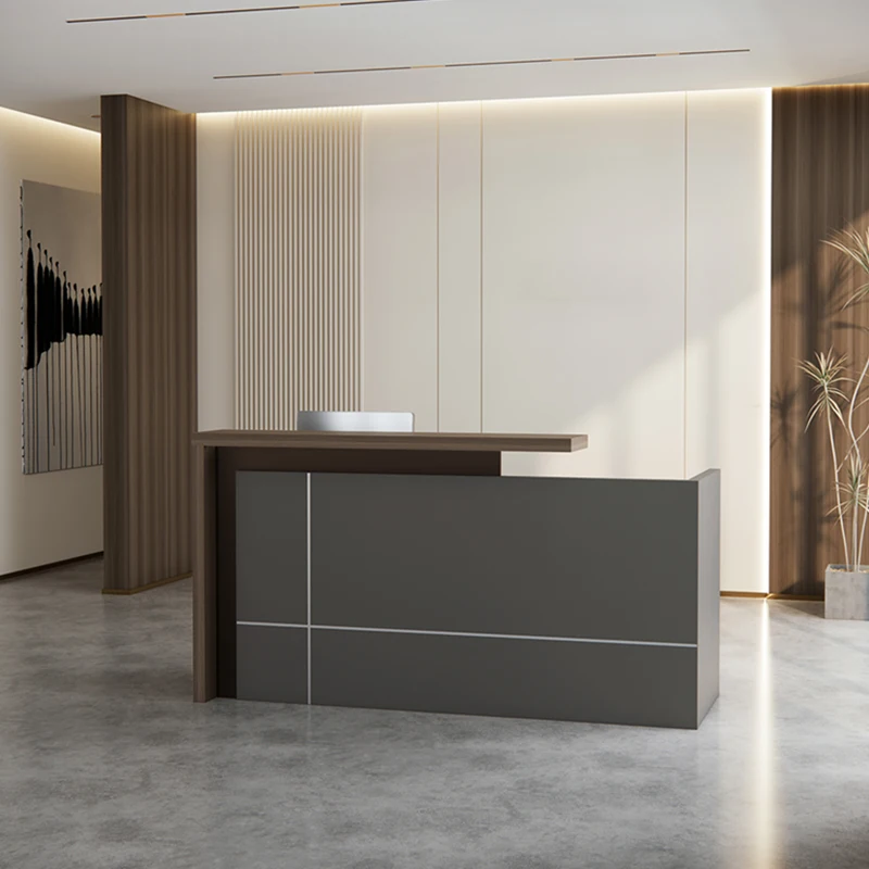 @#Minimalist Elegant Reception Counter with Built-in Shelves Versatile Furniture for Offices Hotels Gyms Salons Shops Schools