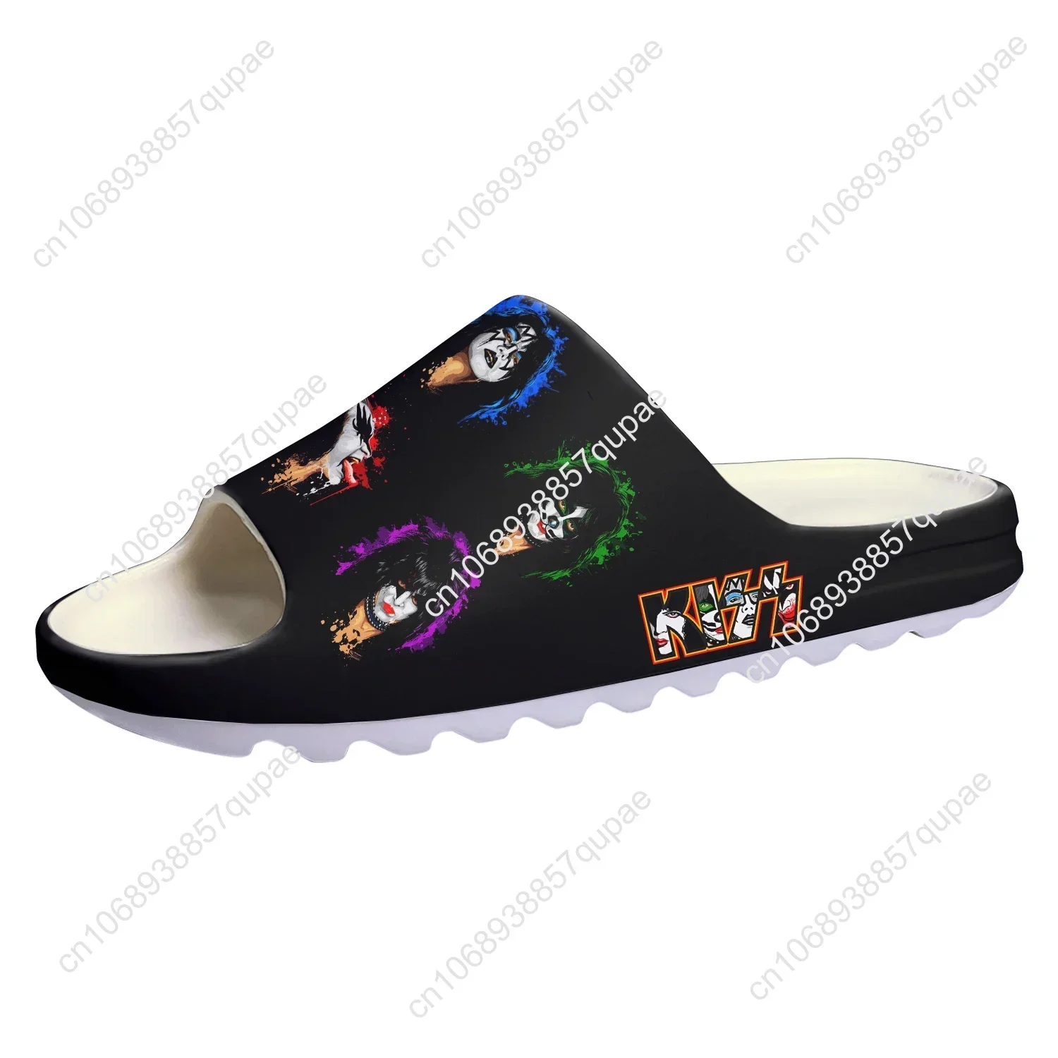 Heavy Metal Kiss Rock Band Soft Sllipers Home Tamancos Mens Womens Sandálias personalizadas Sapatos de água na merda Step in