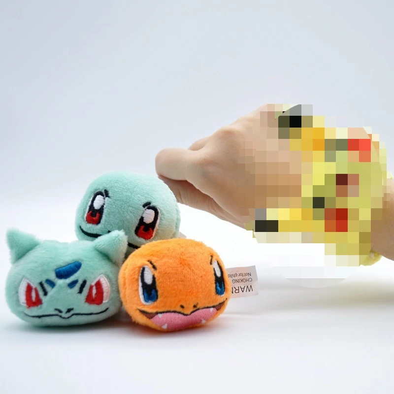 4 estilos de pulseras de peluche con figuras de Squirtle, Charmander y Bulbasaur, clásicas de anime, juguetes de pulsera, regalos para niños