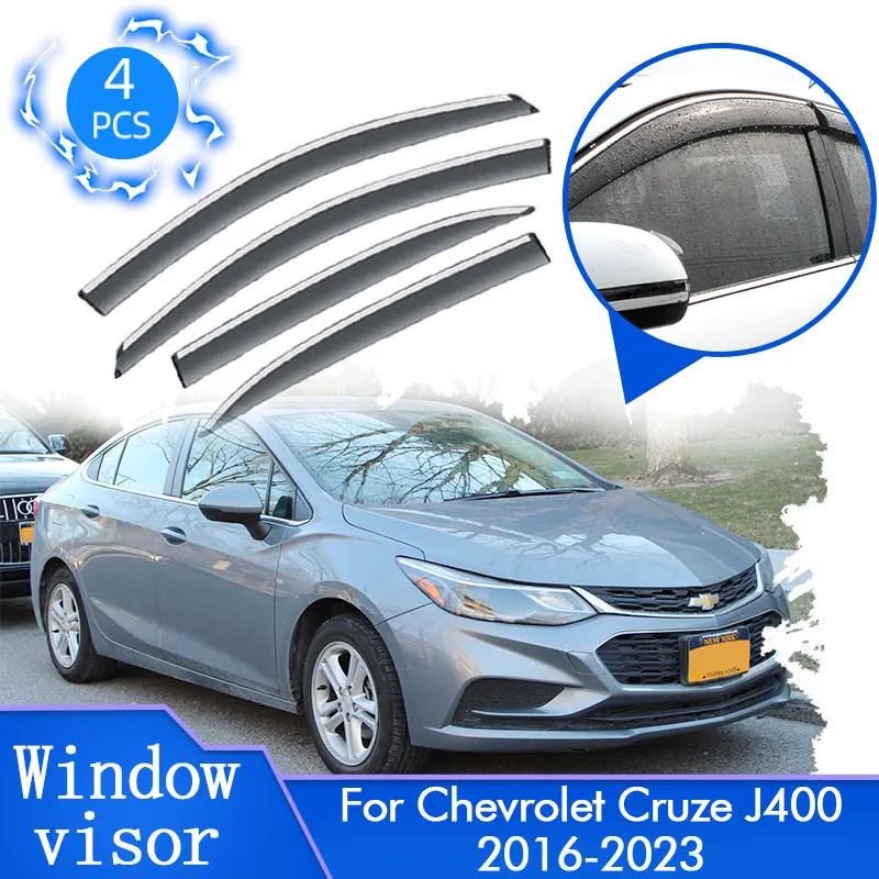 Windshield For Chevrolet Cruze J400 D2LC Holden Astra Sedan 2016~2023 Rain Sun Car Side Window Visor Deflector Guard Trim Awings