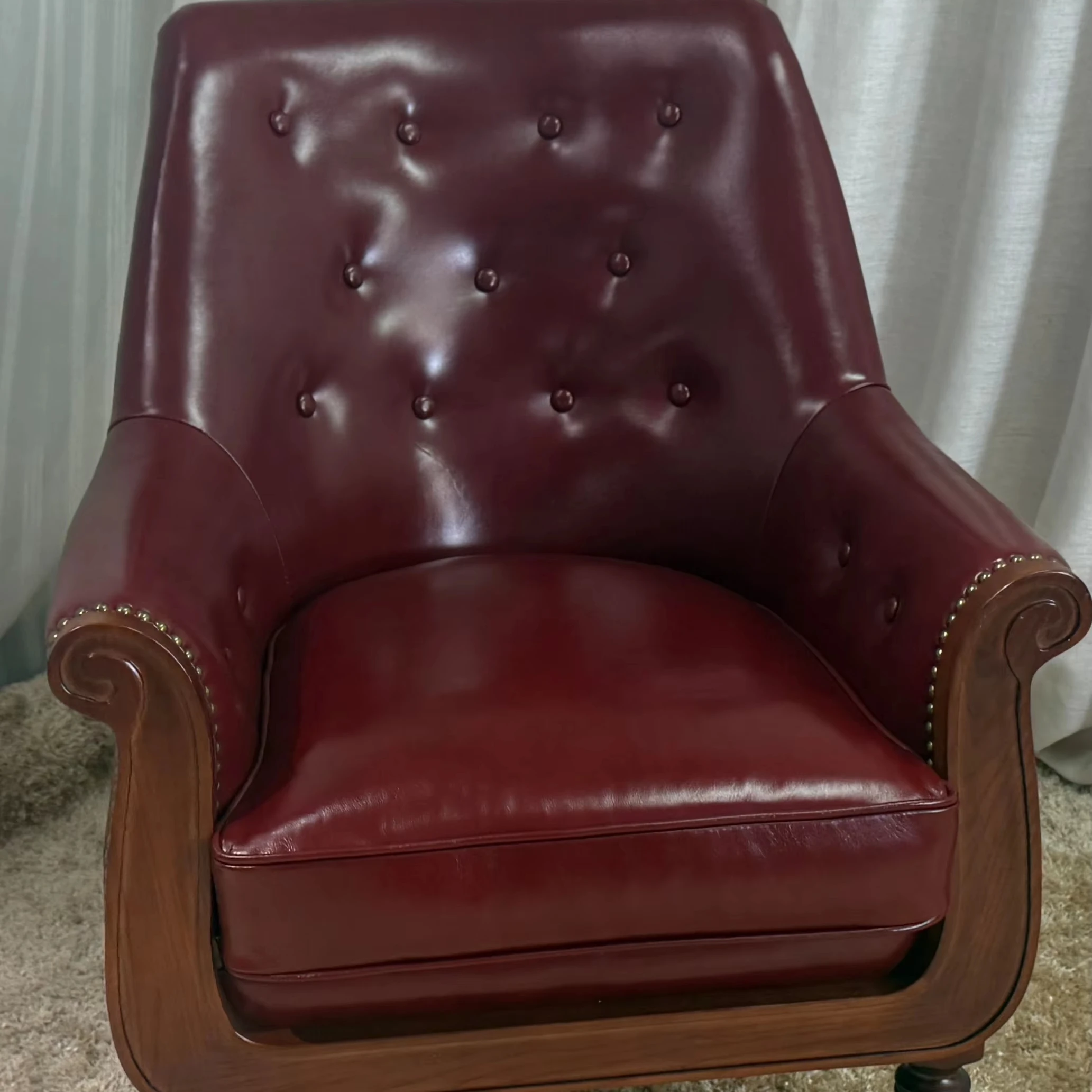 &Luxury Single Seat Convertible Office Chair Genuine Leather Reclining Design Modern for Home Dining Hotels Apartments Bar Use