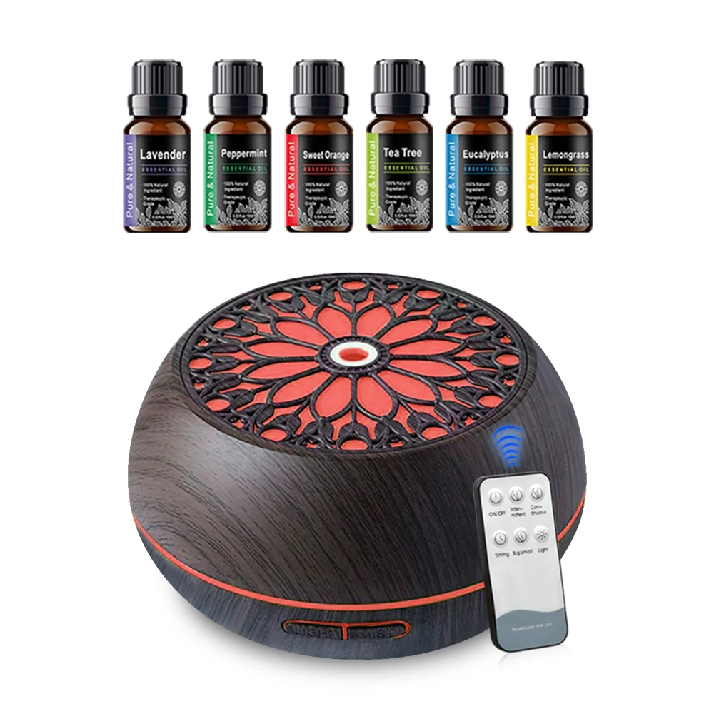 BEST GIFT! 550ml Diffuser +6 Oils - Soundwave, Remote, Timer & Color Lights (Home/Office/Hotel Use)
