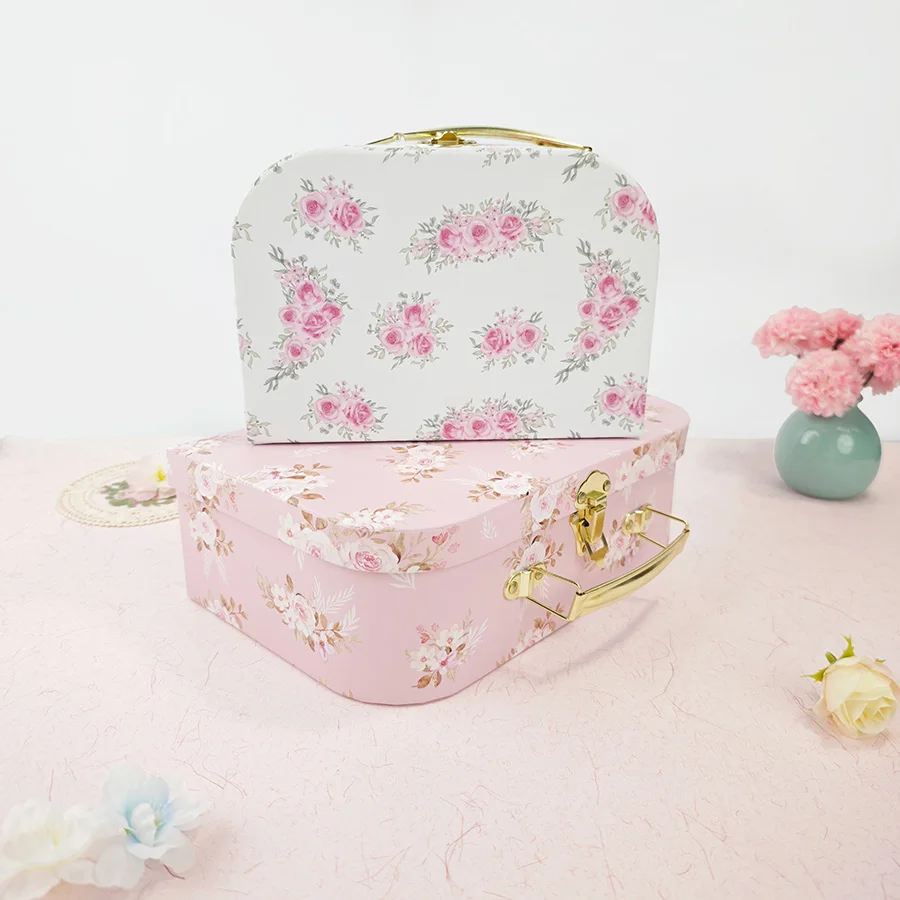 Caja de regalo de maleta de cartón de lujo, 2 uds., con tapa, joyería de boda, cajas de embalaje de regalo de Chocolate, suministros de decoración para fiestas S162