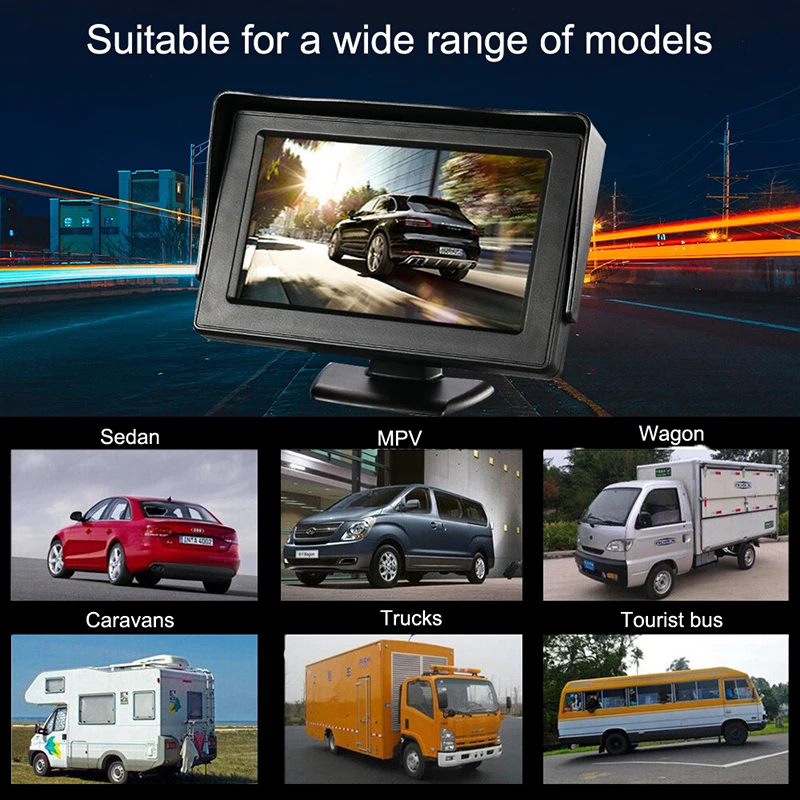 4.3Inch Rear View Camera for DVR Monitor Screen Reversing Camera for vehicle Parking System Car Assecories Easy Installation