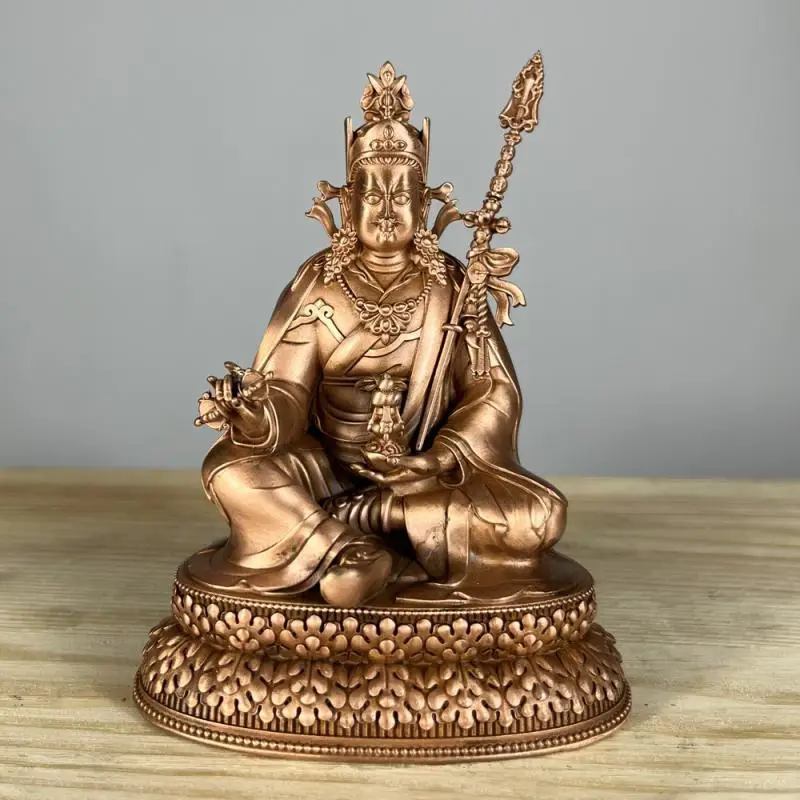 

Red copper Guru Rinpoche, red copper Buddha statue ornament height 10 cm Tibetan