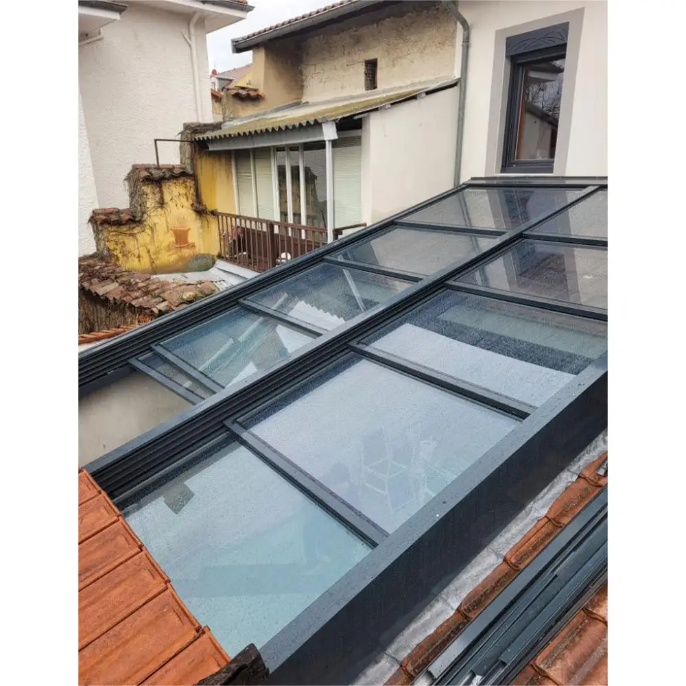 

Motorized Retractable Aluminum Profile Sunroom Skylight Roof Sliding Opening Skylight Blinds Screen Root Window