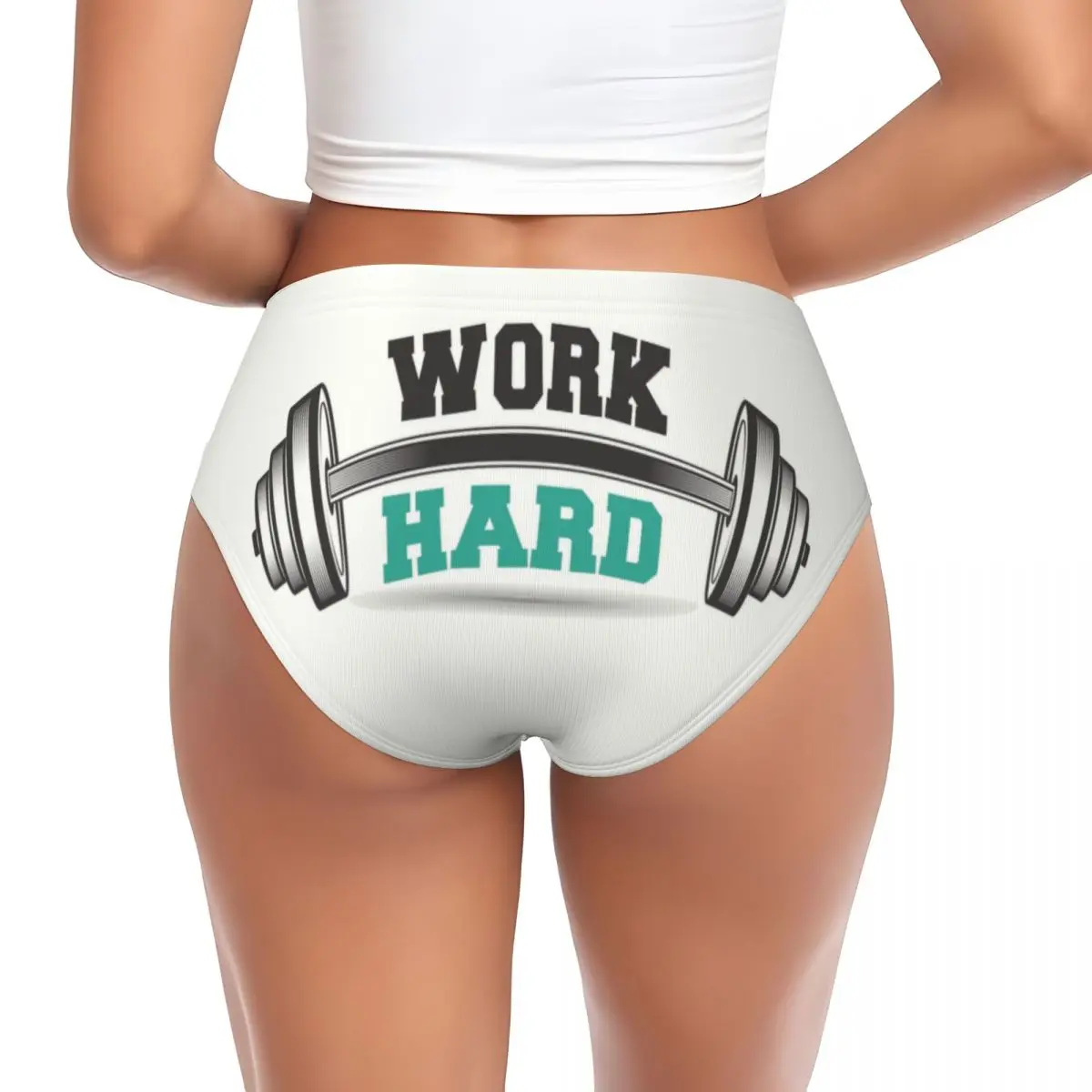 Custom Womens Work Hard Gym Motivational Quote Panties Underwear Female Soft Bodybuilding Workout Fitness Briefs Underpants