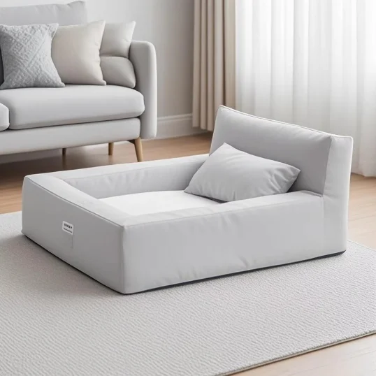 

Marshmallow Orthopedic Dog Bed Washable Rectangle Pet Bed with Linen Cover Waterproof Bottom Solid Pattern