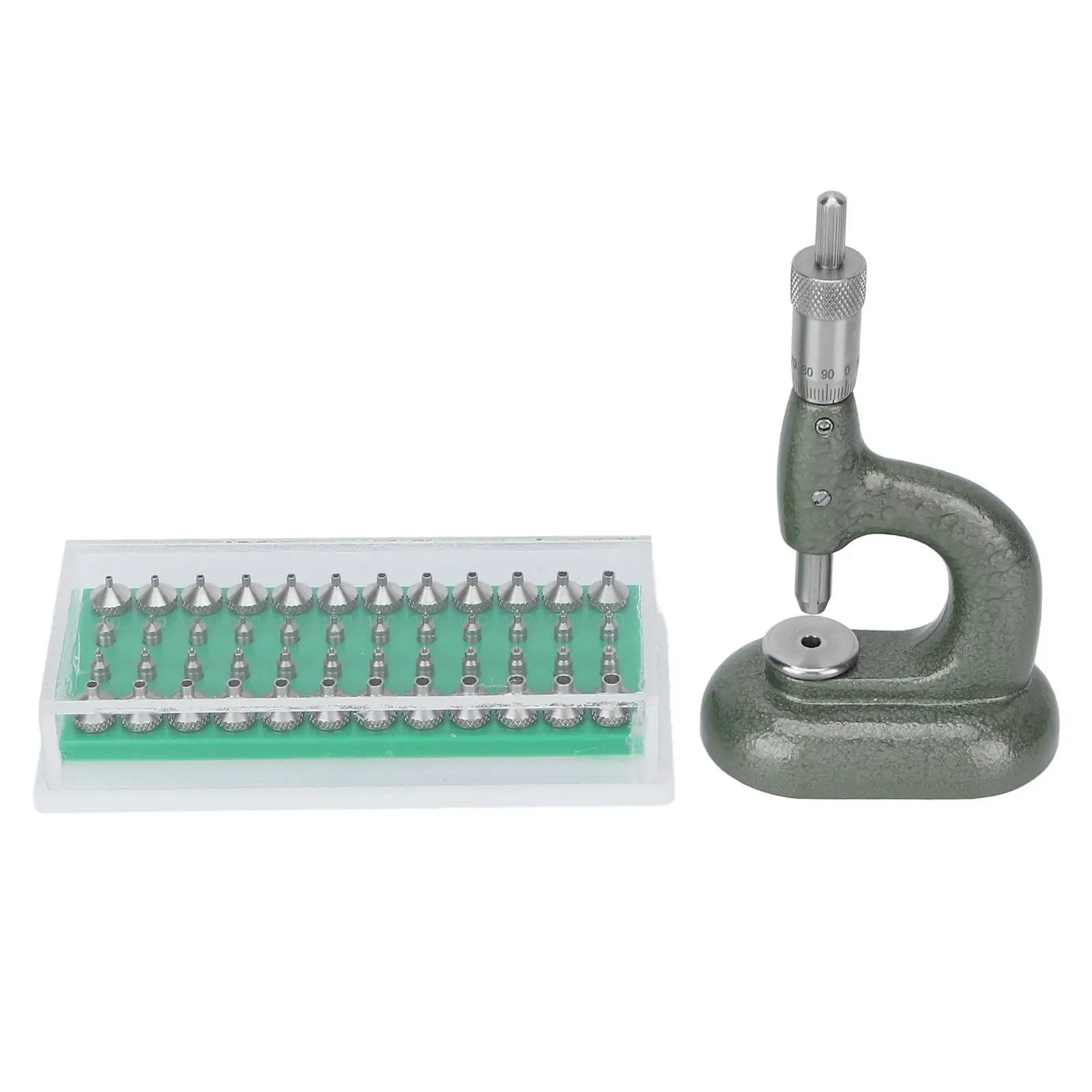 Green Textured Watch Repair Press Tool with Bits Set for Machinery Watch Accessories Repair