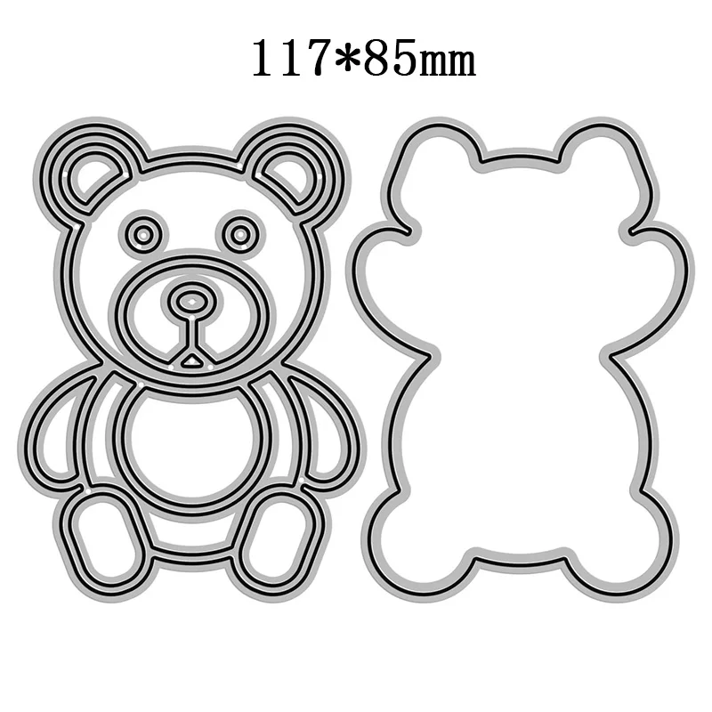 New 2022 Hollow Out Bear Picture Metal Cutting Dies For DIY Scrapbooking Card Making Embossing Craft Decorative No Stamps