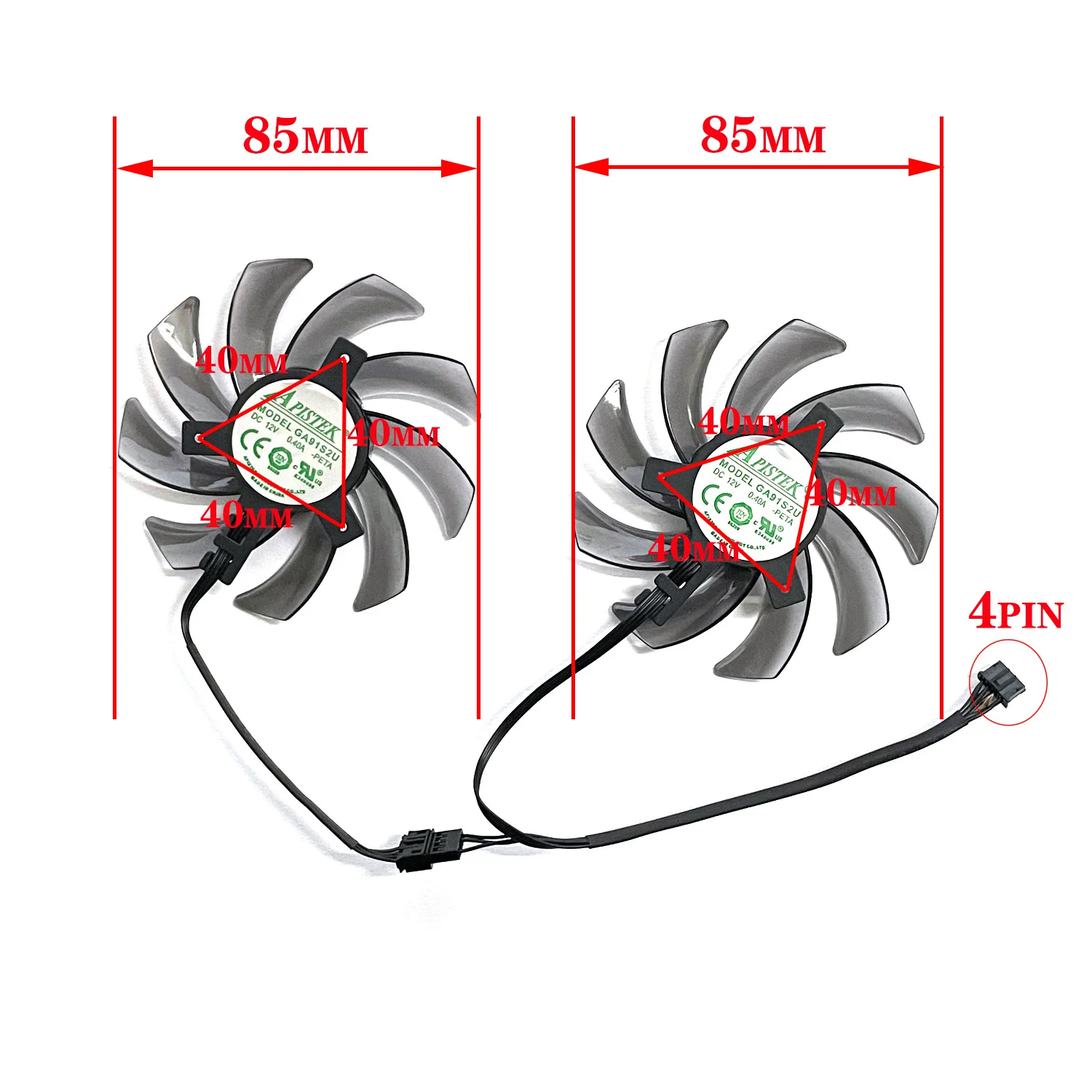 2pcs 85mm FDC10H12S9-C GA91S2U 4pin for Tongde Geforce GTX 1070 Ti 1070 1060 1080 GTX1060 dual graphics card cooling fan