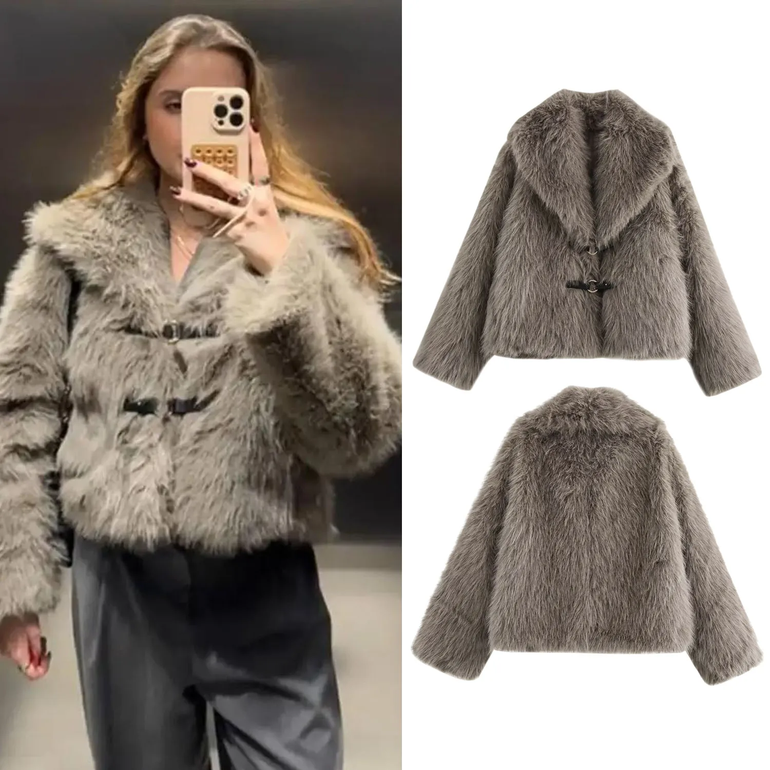 Giacca da donna in pelliccia sintetica calda autunno inverno Cappotto a maniche lunghe femminile Alla moda Allentato Addensare Giacche monopetto Streetwear