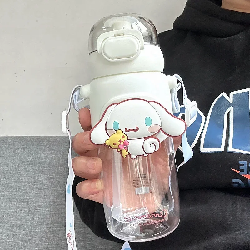 Sanrio-プラスチック製のシンピーカップ,シンピーカップ,黒みメロディー漫画,カワイイスポーツウォーターボトル,子供向けコーヒーギフト,アニメ,600ml