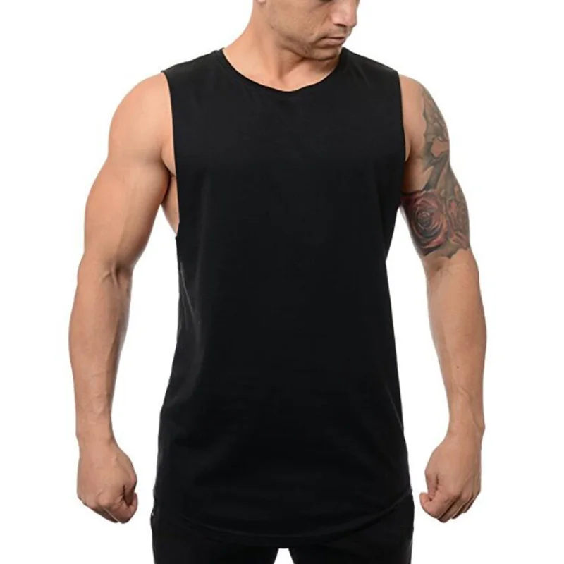 Plain Mens Bodybuilding Stringer Tank Top Summer Cotton Breathable Shirts Gym Fitness Sleeveless Sportswear Workout Muscle Vests