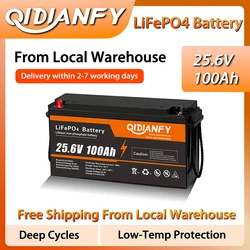 Qidianfy 24V 100Ah LiFePO4 Battery with 100A BMS 2560Wh Power Output 15000 Cycles for RV Solar Systems Camping Fishing Backup Power