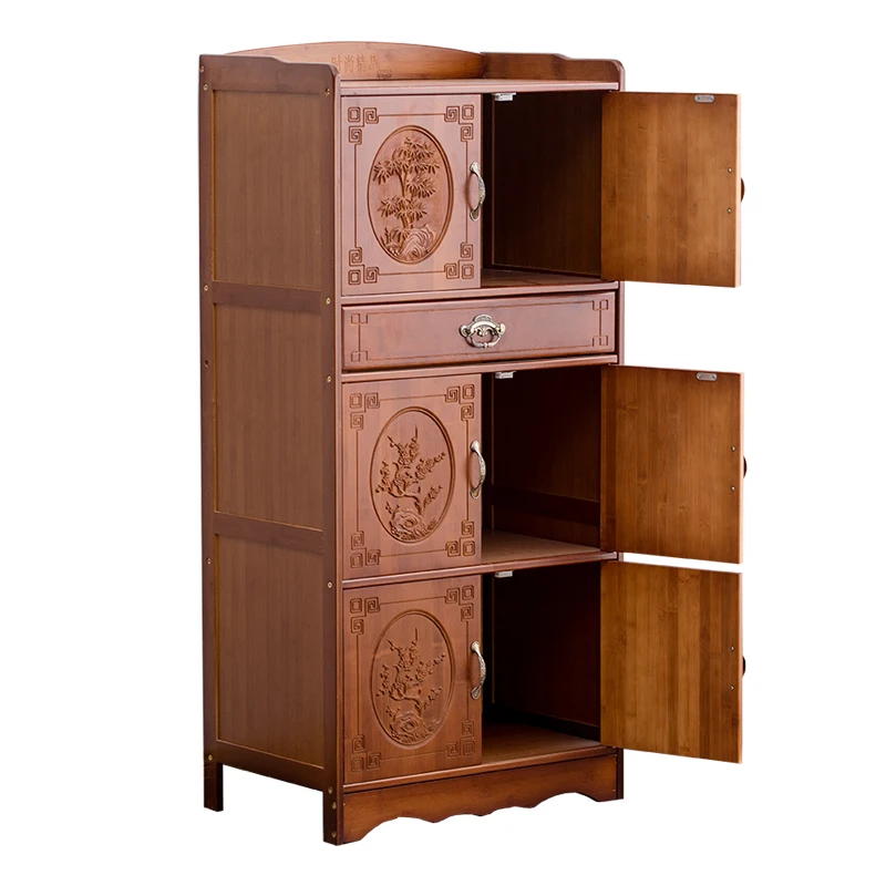 

Zl Dining Side Locker Solid Wood Floor-Type Multi-Layer Storage Cabinet with Door