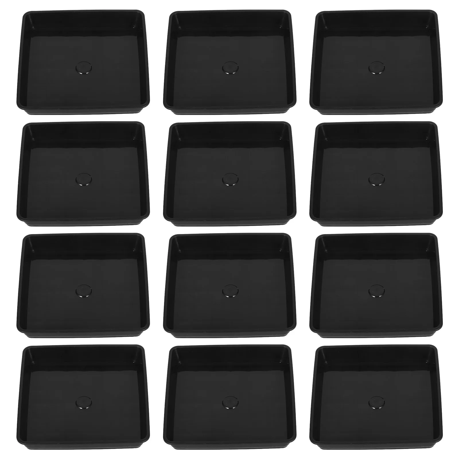 

12pcs Black Square Plastic Flower Pot Trays Saucers Plant Bottom Mats Gardening Accessories Planter Plates Water