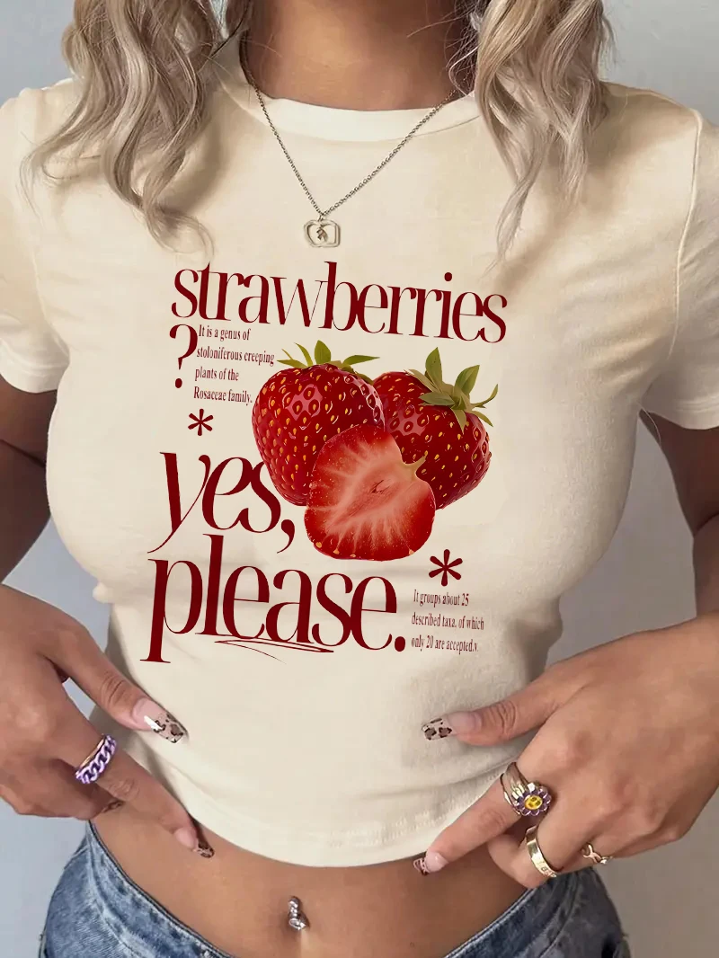 Hip Hop Erdbeere Print abgeschnitten Mädchen Crop Top T Shirt Damen Print Shirt T-Shirt Sexy