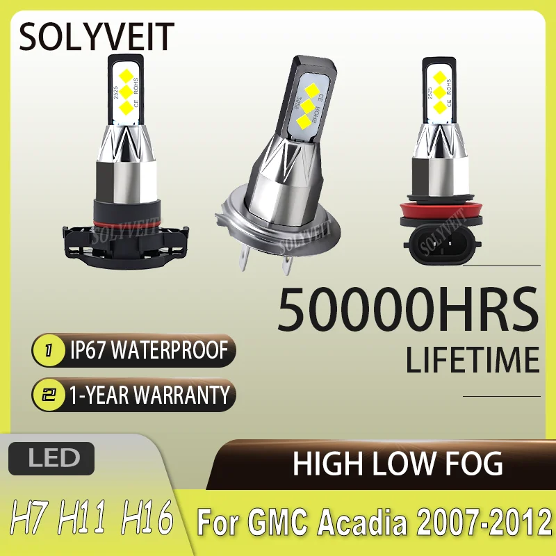 

Uniform Light Distribution Plug-and-Play H7 H11 H16 HIGH LOW FOG LED Headlights For GMC Acadia 2007 2008 2009 2010 2011 2012
