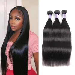 Unice Hair 1/3/4 Brazilian Straight Bundles Deal 100% Human Hair Bundles Virgin Unprocessed Extensions Remy Wavy Affordable Hair