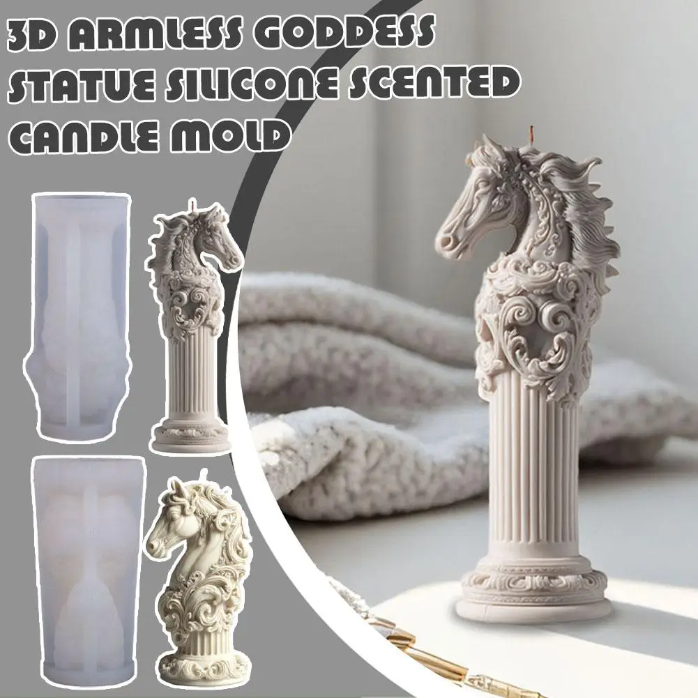 

Silicone 3D Horse Head Aroma Candle Mold DIY Animal Ornaments Mould Decoration Molds Crafts Plaster Making Home Resin P7T7