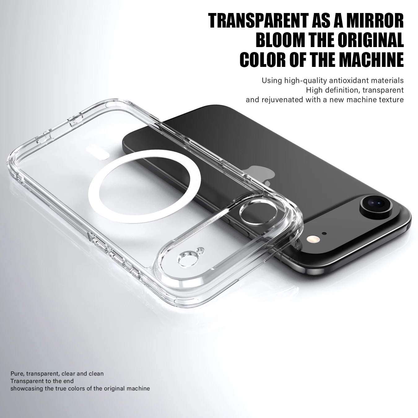 KEYSION Odporne na wstrząsy przezroczyste etui MagSafe do iPhone 17 Air HD Clear TPU + PC Magnetyczna bezprzewodowa ładowarka Tylna obudowa telefonu — zdjęcie produktu 3
