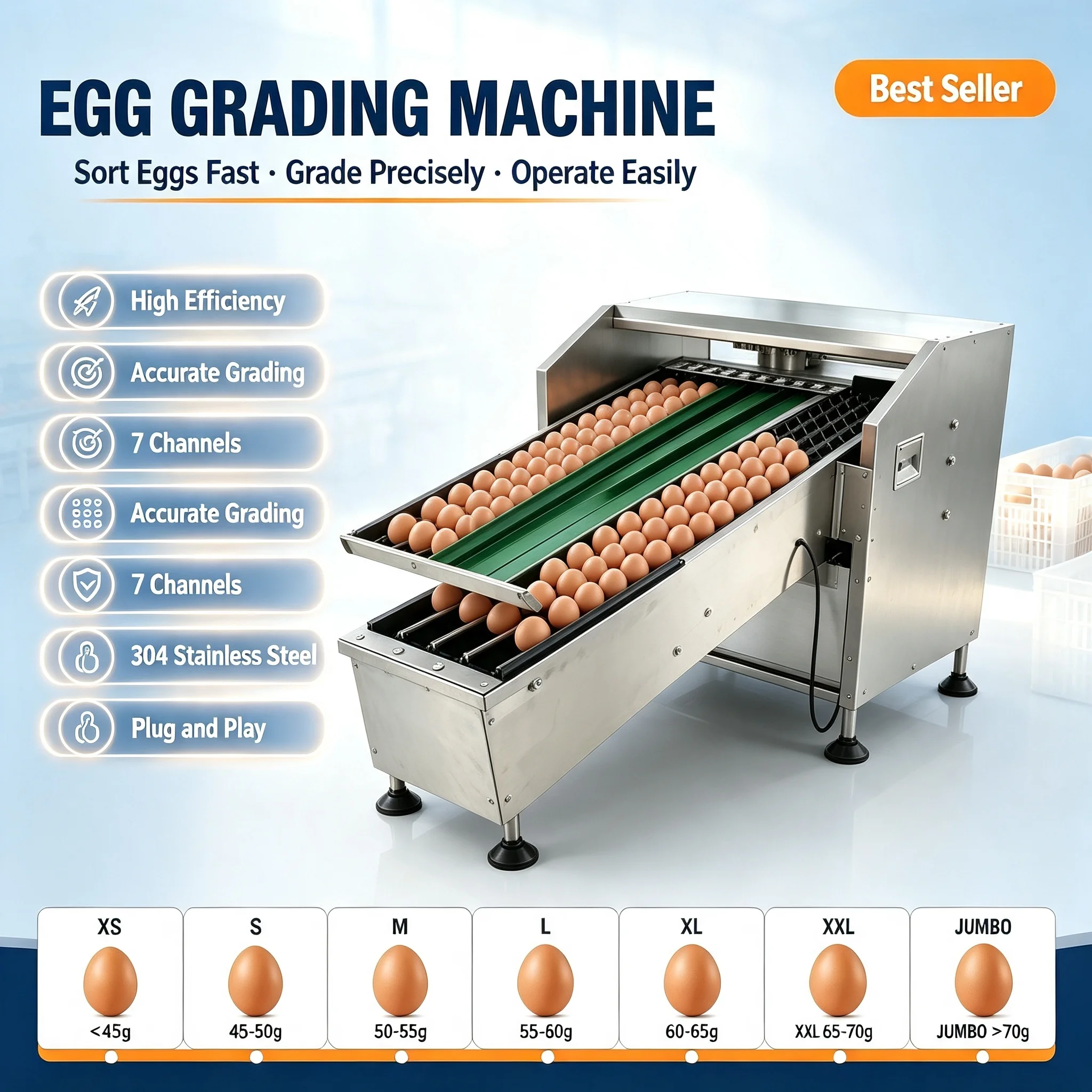Food-Grade Egg Grading Machine Digital Weighing Scale 2000 Eggs/H Sorter Chicken Duck Grader Custom for Small Poultry Farm