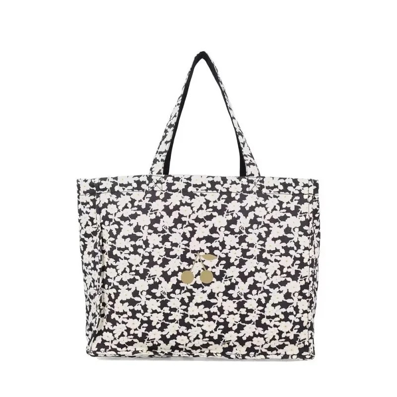 BP Golden Cherry Bag Shoulder Messenger Floral bag Folding Eco-Friendly Cotton Tote Bags Black Flower Bag