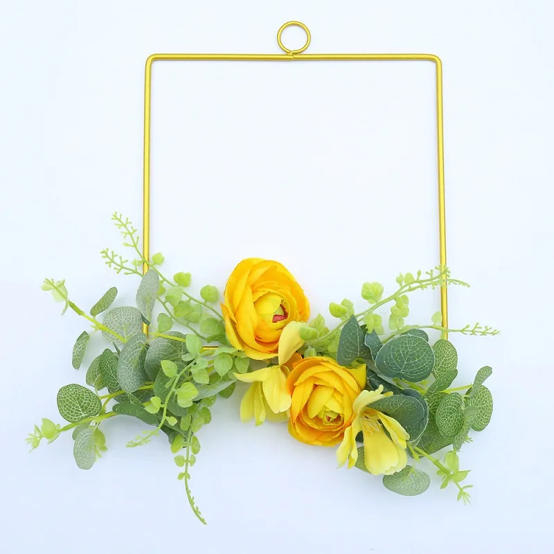 Wreath DIY Decorative Frame Small Garlands Flower Decor Pink Agave Plant Home Decor Artificial Hoop Wreath Fishing Net as gift