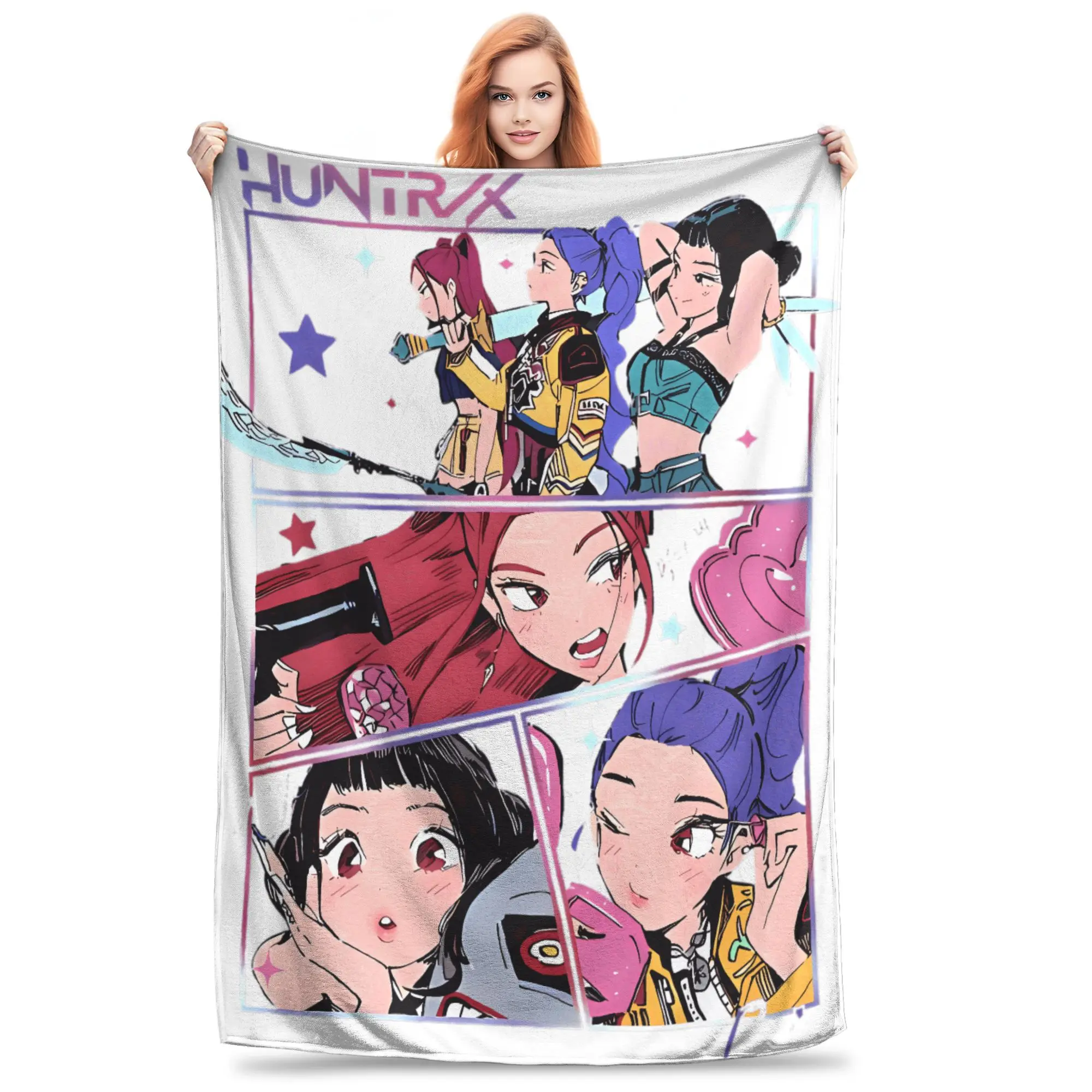 

Kpop Demon Hunters фланелевое одеяло зимнее теплое мягкое одеяло с комиксами для детей и взрослых гостиная забавное покрывало покрывало