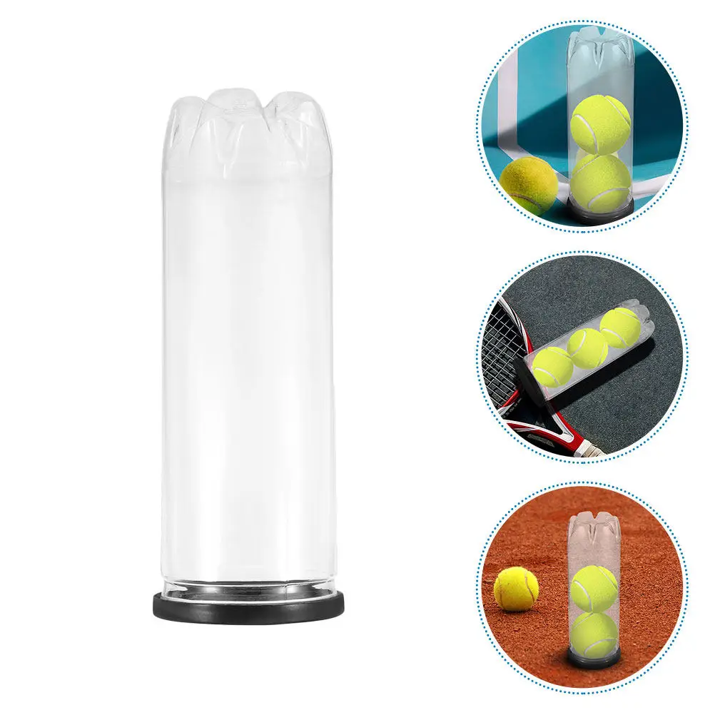 

5Pcs Transparent Tennis Balls Container PVC Wear-Resistant Reusable Balls Holder Bottle Shape Tennis Organizer Sports Supply